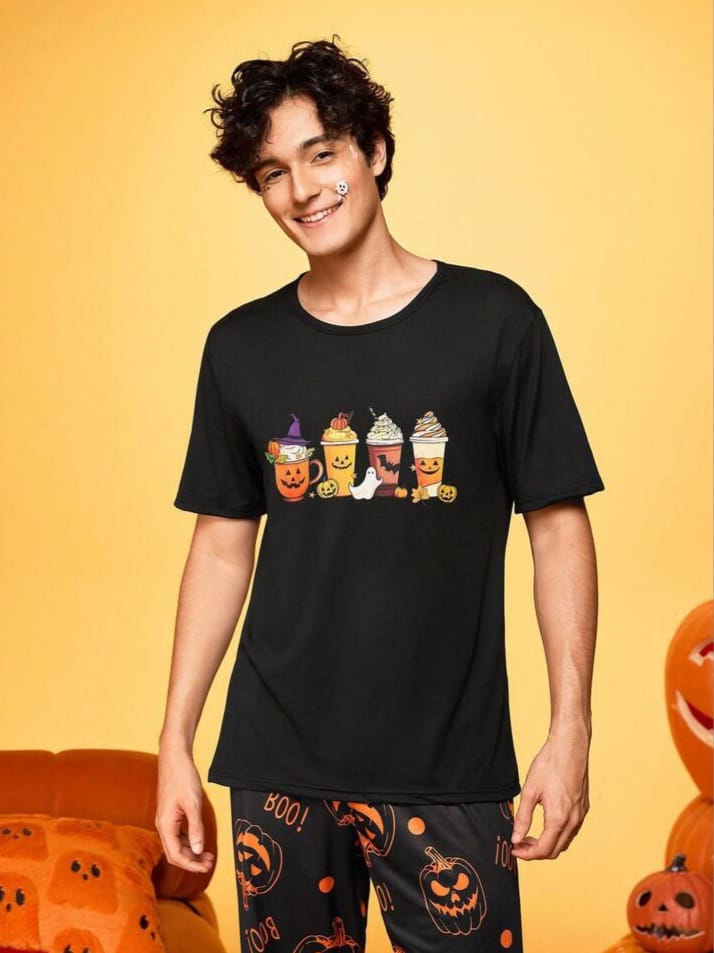 SLEEPTIME Halloween Funny Cartoon Novelty Print Sleepwear Set